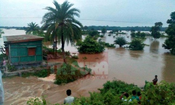 Flood hits Bisalgarh and Charilam area: Families in distress, several areas inundated with water, incessant rain creates havoc, 5 refugee camps opened by sub-divisional authority 
